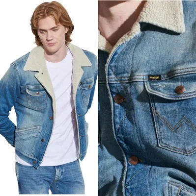 Produktbild von WRANGLER Herren, Jeansjacke 124MJ SHERPA, M, Blau, jeansmantel, , jeansjacken