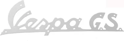 Image de Emblème "Vespa G.S." en aluminium, dimensions 140 x 45 mm, pour Vespa PX 80 2 temps