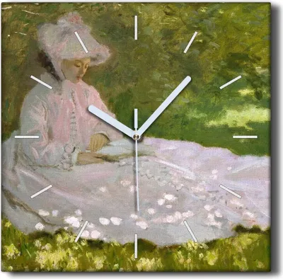 Produktbild von Coloray Hodiny Unikátní 30x30 cm  Tiché hodiny Pro obývací pokoj a kuchyň Nástěnné hodiny Plátno Černé ručičky hodin - Jarní monet