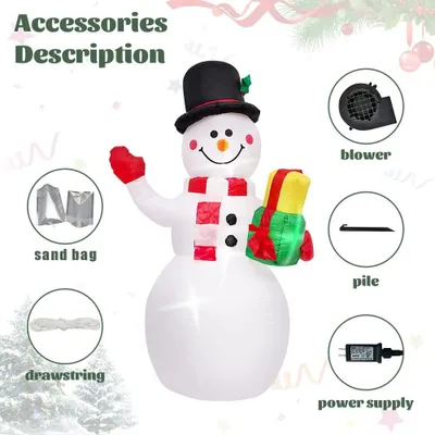 Produktbild von Aufblasbarer Schneemann 1,8 m - Weihnachtsdeko für innen & außen - LED-Beleuchtung - Garten, Hof & Rasen - Schnelles Aufblasen - Weiß