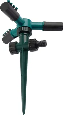 Image de arroseur rotatif à 360 degrés avec pulvérisateur à trois bras et prise de terre en plastique Arroseur d'irrigation avec buse réglable Arroseur rotatif automatique Outil d'irrigation pour l'arrosage du jardin et de la pelouse