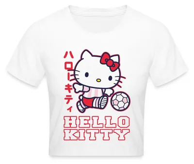 Produktbild von Spreadshirt Hello Kitty Spielt Fussball Sport Crop Top, XL, Weiß