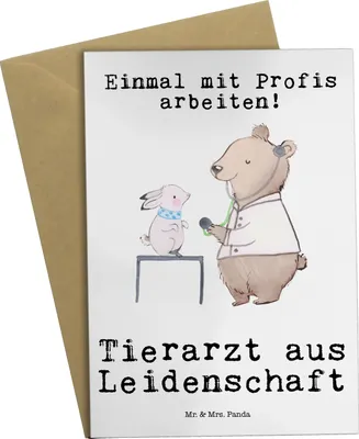 Produktbild von Mr. & Mrs. Panda Grußkarte Tierarzt Leidenschaft - Weiß - Geschenk, einladungskarten, Grußkarten, osterkarten, weihnachtskarten, osterkarte