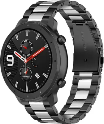 Produktbild von Strap-it Xiaomi Amazfit GTR Stahlarmband (Schwarz/Silber)