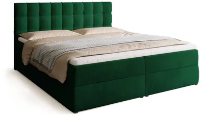 Produktbild von BroMARKT Boxspringbett DETROIT mit 2 Bettkasten, Bonell-Matratze, Polsterbett, Bett (Grün, Kronos 19, 180 x 200 cm)