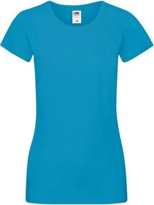Produktbild von Fruit Of The Loom Damen Lady-Fit Sofspun T-Shirt, Kurzarm, Rundhalsausschnitt RW3302 (2XL) (Azurblau)