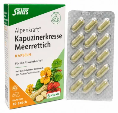 Produktbild von KAPUZINERKRESSE-MEERRETTICH Kapseln Alpenkraft 30St PZN 08801076