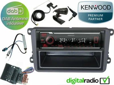 Produktbild von Kenwood Bluetooth DAB+ USB Radio Antenne inklusive  passend für VW Golf Plus 2004-2014