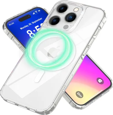 Obrázek produktu pro NALIA Clear MagPower akrylové pouzdro pro iPhone 16 Pro, ochranné pouzdro odolné proti poškrábání se silikonovým rámečkem, průhledné pouzdro na mobilní telefon