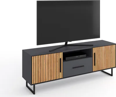 Produktbild von Lowboard >Joe< in Eiche / anthrazit, Eiche teilmassiv - 185x53x45cm (BxHxT)