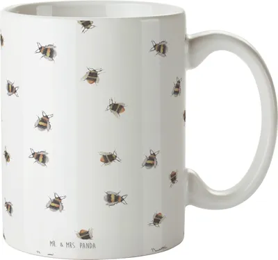 Produktbild von Mr. & Mrs. Panda Keramiktasse Hummel flauschig - Weiß - Geschenk, Becher, Kaffeebecher, Natur, Tasse, Kaffeetasse, Pott, Biene, Lustige Sprüche, Blume