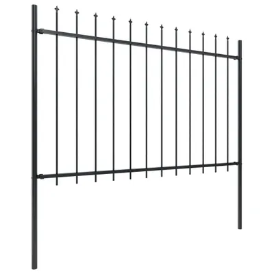 Image de vidaXL Clôture de jardin avec pointes de lance Acier 11,9 x 1,2 m Noir