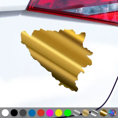 Produktbild von PantherPixel Bosnien Aufkleber Umriss Kontur Reisen Herzegowina Sticker Auto Geschenkidee Farbe Chrom-Gold