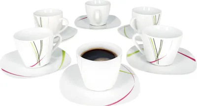 Produktbild von 12-częściowy zestaw filiżanek do kawy Fashion 220 ml: 6 filiżanek + spodek porcelanowy 6 os.