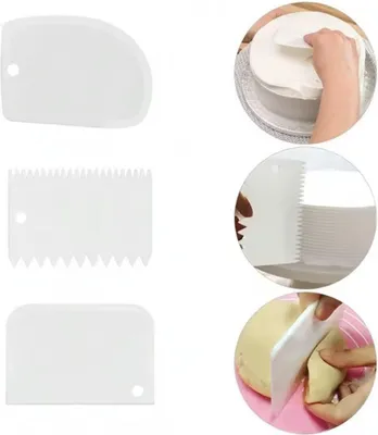 Produktbild von CHPN – Kuchenschaber – Fondantschaber – Backwerkzeuge – Backwerkzeuge – Teigschaber – Spatel – 12/8 cm – 3 Größen – 3-teiliges Set – Weiß