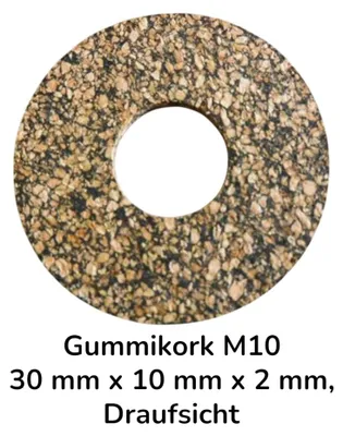 Produktbild von 10 Stück Gummikork M10 30 mm x 10 mm x 2 mm