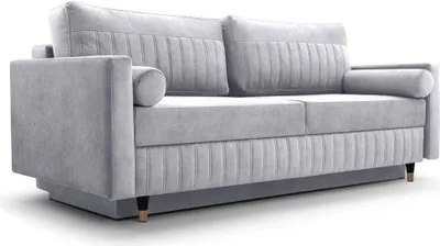 Produktbild von Schlafsofa, Sofa mit Schlaffunktion und Bettkasten Couch für Wohnzimmer Sofagarnitur Wohnlandschaft mit Bettfunktion Polstersofa - 213x83x103 NANCY (Hellgrau - Cloud 81)