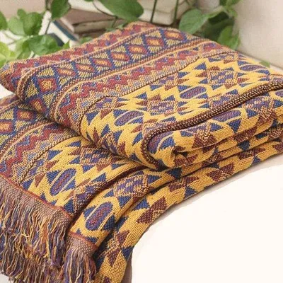Produktbild von Famanu Plaid Handgewebt mit Fransen - 100% Baumwolle, 130 x 180 cm