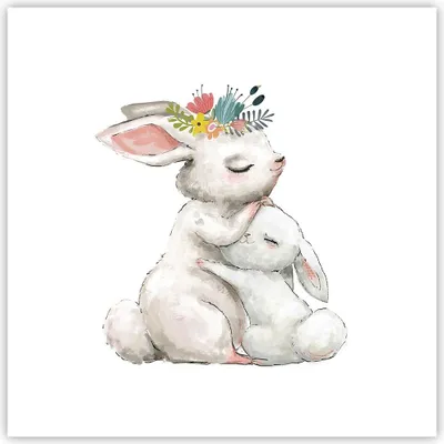 Produktbild von Poster - Poster ohne Rahmen - Kaninchen Hase Kinder - 40x40 cm - Wand Bild - Wanddeko - Wandbilder - Kunstposter - Wandposter - Bilder - Kunstdruck - Wanddekoration - Wandbild - P2XAC40x40-4725