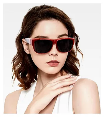 Produktbild von Polarisierte Sonnenbrille Damen Katzenaugenrahmen, Große verspiegelte Sonnenbrille mit UV400-Schutz