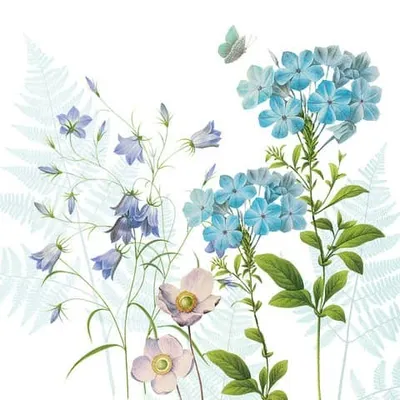 Produktbild von 20 Servietten Blue Harmony - Wachsende, dezente Blumen 33x33cm