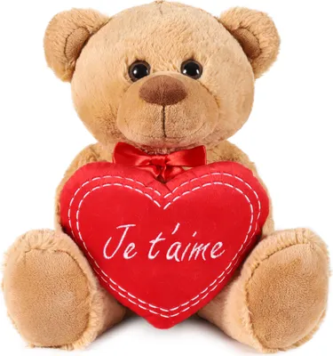 Obrázok produktu pre BRUBAKER Medvedík so srdiečkom červený - Je T'Aime - 35 cm - plyšový medvedík Plyšová hračka Plyšová hračka - hnedá svetlohnedá