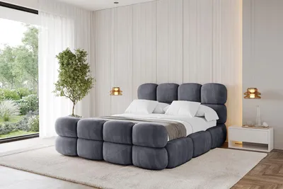 Produktbild von ALTDECOR Polsterbett mit Bettkasten - NOMA-Z 200x200 Dunkelgrau - Bett mit Kopfteil und Fußteil, Boxbett ohne Matratze, Doppelbett mit Stauraum