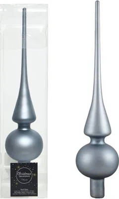 Produktbild von Christbaumspitze Echt Glas 26 x 6 cm Matt Glanz Weihnachtsbaum Spitze Baumspitze Christbaumschmuck Deko, Farbe:Blue Stone Matt
