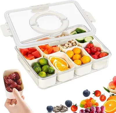 Produktbild von Snackbox mit Fächern und Deckel, Obst und Nuss Aufbewahrung