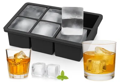 Eiswürfelform Silikon 6 XL-Würfel 5x5x5 cm schwarz