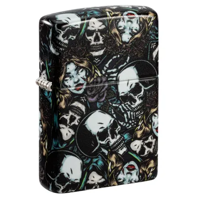 Produktbild von Zippo Sturmfeuerzeug - Gothic Skull Design - Nachfüllbar für lebenslange Verwendung - Geschenkbox - Metallgehäuse -  USA