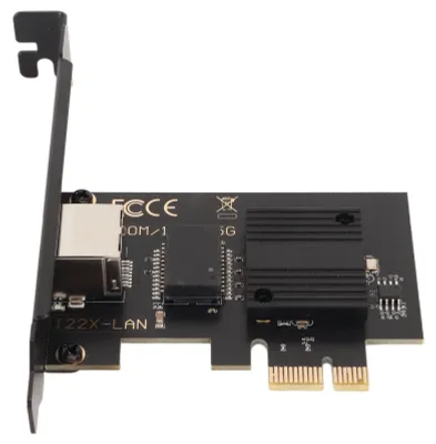 Image de Carte réseau PCIe 10/100/1000/2500 Mbps avec broches plaquées or et boîtier en alliage d'aluminium, carte Gigabit Ethernet pour serveur de jeux de bureau