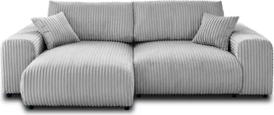 Image de Lisa Design Garance - canapé d'angle réversible - 4 places - en velours côtelé grosses côtes , Gris clair