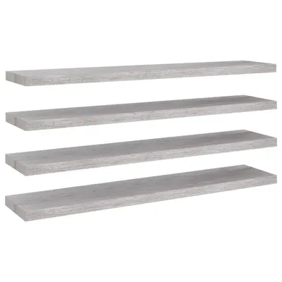 Obrázek produktu pro Plovoucí nástěnné police 4 ks betonově šedé 120x23,5x3,8 cm MDF