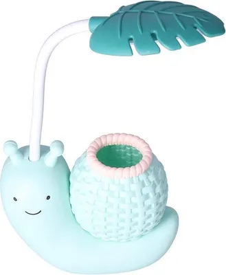Zdjęcie produktu dla Wielofunkcyjna lampa stołowa z funkcją ładowania USB, szyjka z tworzywa sztucznego, ciepłe białe światło, kolor niebieski, 0,6–3 W, 5 V