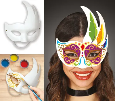 Image de Masque de carnaval Créatif Venise Blanc Création Couleurs DIY, Couleur : Blanc
