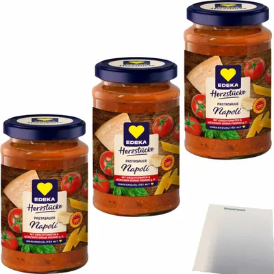 Produktbild von Edeka Pastasauce Napoli mit Kirschtomaten & würzigem Grana Padano 3er Pack (3x350g Glas) + usy Block