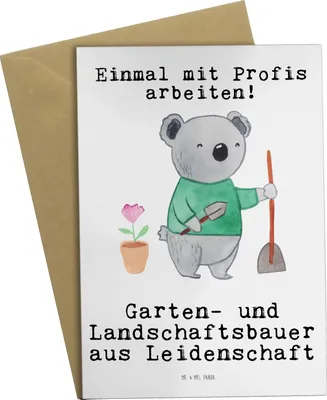 Produktbild von Mr. & Mrs. Panda Glückwunschkarte Garten- und Landschaftsbauer Leidenschaft - Weiß - Geschenk, Gärtnerei, Gärtner, vatertagskarte, osterkarten, hochzeitskarten, Spruch