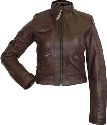 Produktbild von German Wear, Damen Lederjacke Trend Fashion echtleder Jacke aus Lamm Nappa Leder braun, Größe:46