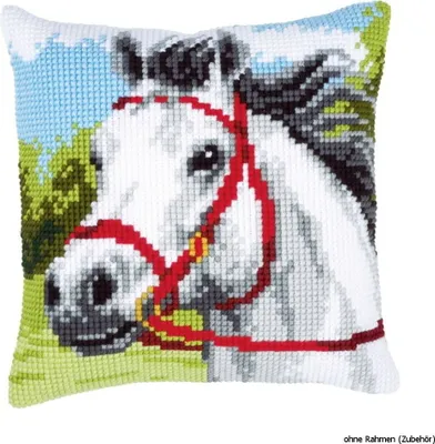Immagine prodotto di Cuscino a punto croce Vervaco "cavallo bianco", ricamo disegnato