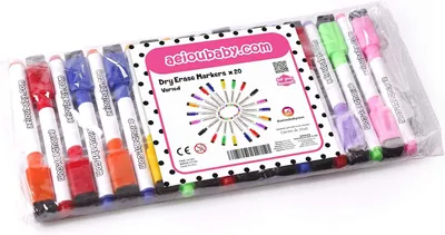 Produktbild von Whiteboardmarker Set, 20 magnetische trocken abwischbare Stifte, verschiedene Farben, für Whiteboards