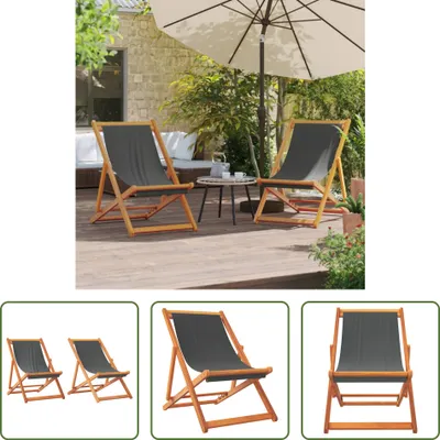 Image de The Living Store Chaises de plage 2 pcs. Pliable Gris Tissu
