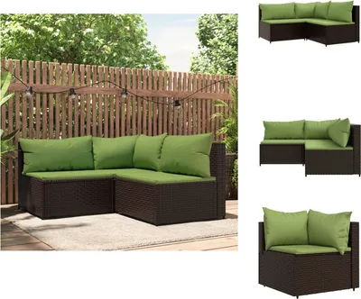 Immagine prodotto di vidaXL Set di 3 pezzi con cuscini in rattan marrone - Divani da giardino