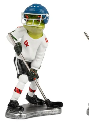 Produktbild von Dekofigur Frosch Eishockeyspieler blau H. 17cm grün Formano Froschhausen