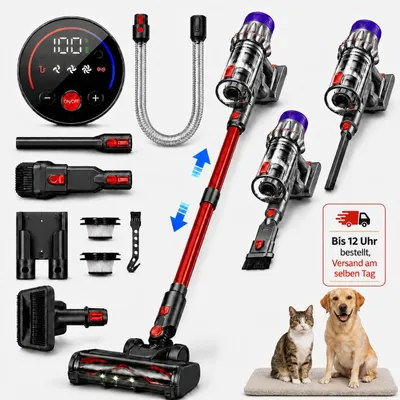 Produktbild von 80000Pa Akku Hand Stielstaubsauger 800W/75mins handstaubsauge,Ultraleiser Staubsauger Kabellos SmartDisplay Leichter Antiverwicklung,Akku Staubsauger