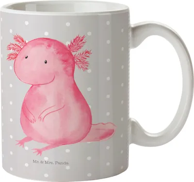 Produktbild von Mr. & Mrs. Panda Plastikbecher Axolotl Niedlich - Grau Pastell - Geschenk, Trinklernbecher, Fröhlich, Mehrwegbecher, Liebe, Pott, Kunststoffbecher, Weisheit, Kinderbecher
