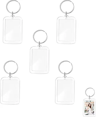Produktbild von Frypay 5 Stück Foto-Schlüsselanhänger Transparent Bilderrahmen Schlüsselring Foto Insert Schlüsselbund Personalisierte Bilderrahmen für Familie & Paare