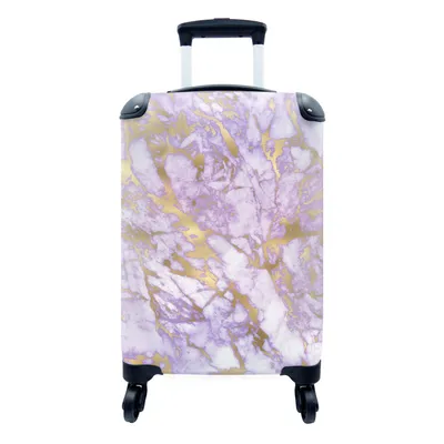 Produktbild von MuchoWow® Koffer Handgepäck Trolley Rollkoffer Kleine Reisekoffer mit 4 Rollen - Marmor - Stein - Gold - Cabin Size < 55x40x23 cm & 55x40x20 cm - Fotokoffer - Kabinenkoffer - Boardgepäck - Reise-Box - Reisekoffer - Reisegepäck - Koffer mit Bild - Trolley für Kinder