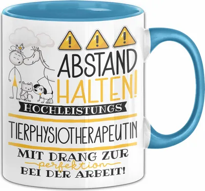 Produktbild von Tierphysiotherapeutin Tasse Geschenk Lustig Abstand Halten Hochleistungs-Tierphysiotherapeutin Mit Drang Zur Perfektion Bei Der Arbeit (Blau)