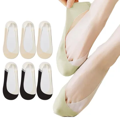 Immagine prodotto di Calzini invisibili da donna, confezione da 6 paia, con silicone antiscivolo